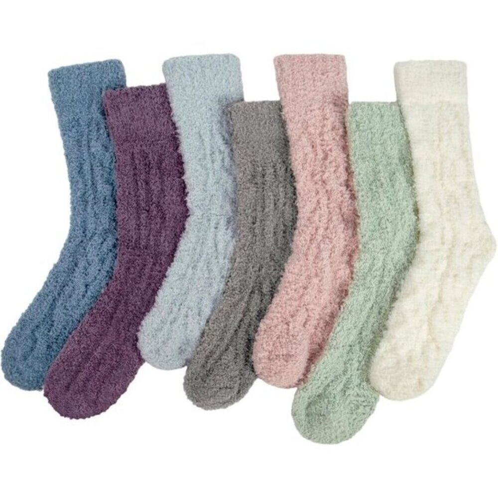 7-Pair Women’s Fuzzy Socks Cozy Warm Fluffy Christmas Gift Set